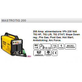 SALDATRICE "TIG" INVERTER DC MASTROTIG 200 - 200Amp - 230V